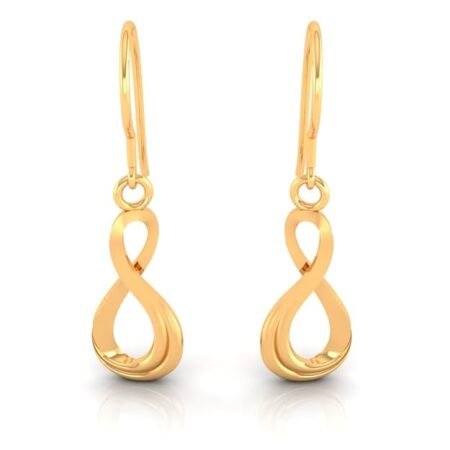14KT (585) Yellow Gold Dainty Hanging Earrings For Women & Girls With An Infinite Shape