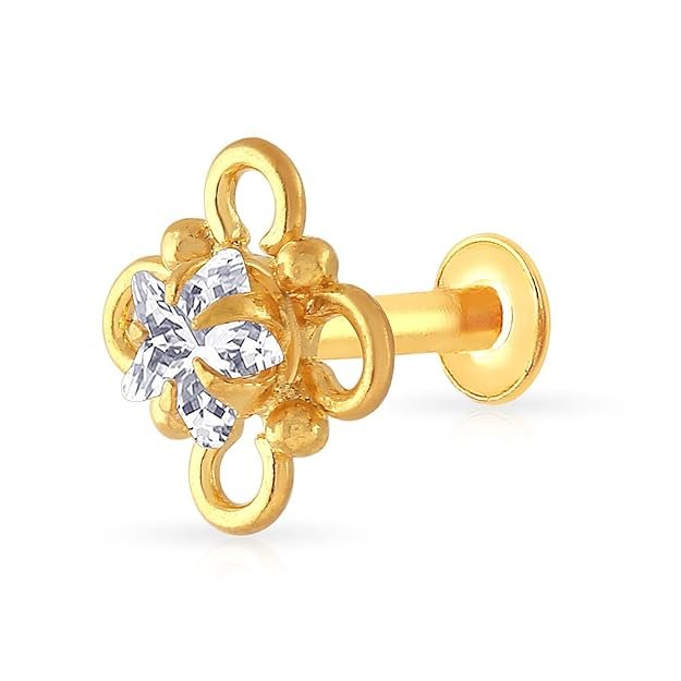 Malabar Yellow Gold Nose Pin 22k BIS Hallmark (916) for ladies with Piercing